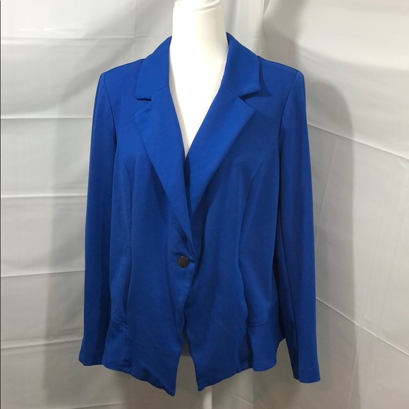 LOGO by Lori Goldstein Blue Stylist Ponte Blazer - Picture 4 of 14